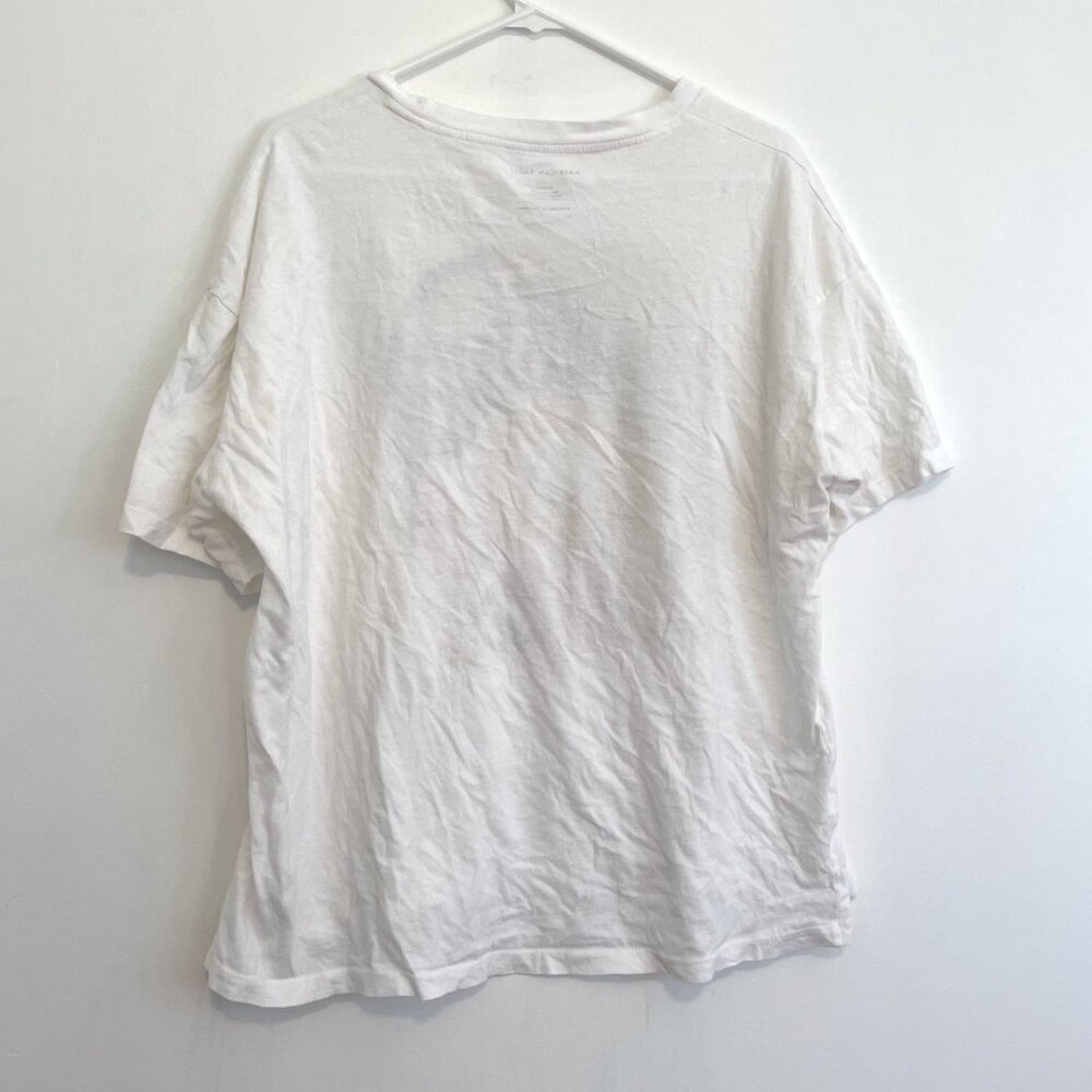 AMERICAN EAGLE Smiley Company Keep Smiling Oversized Graphic Tee White Floral M - Picture 14 of 16